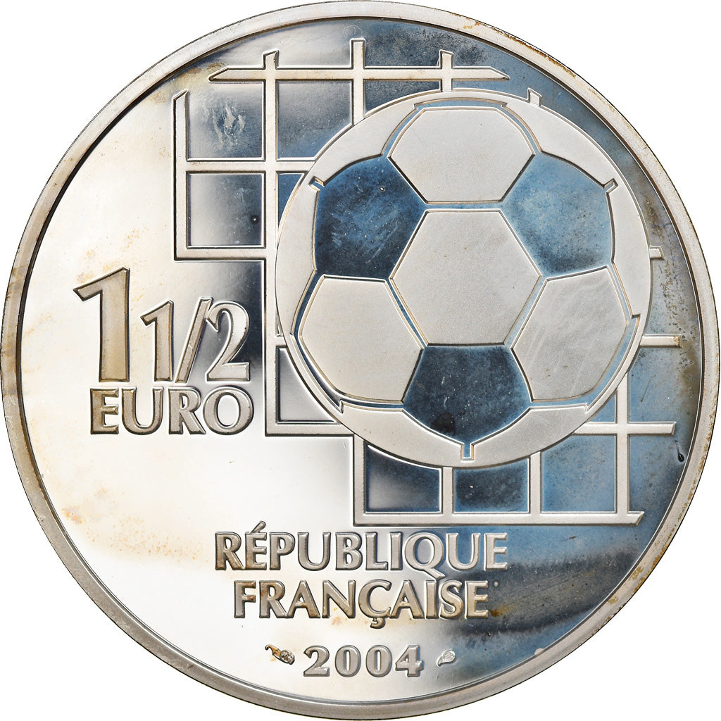 France, 1-1/2 Euro, Centenaire de la Fifa, 2004, Paris, BE, MS(65-70), Silver