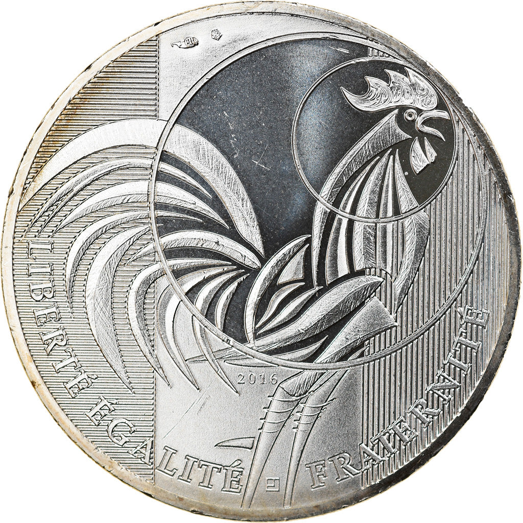 France, 10 Euro, Coq, 2016, MS(63), Silver, Gadoury:EU797