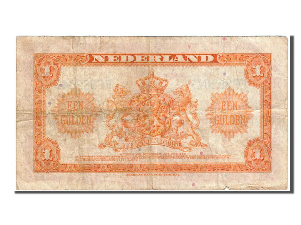 Netherlands, 1 Gulden, 1943, KM #64a, VF(20-25), FF