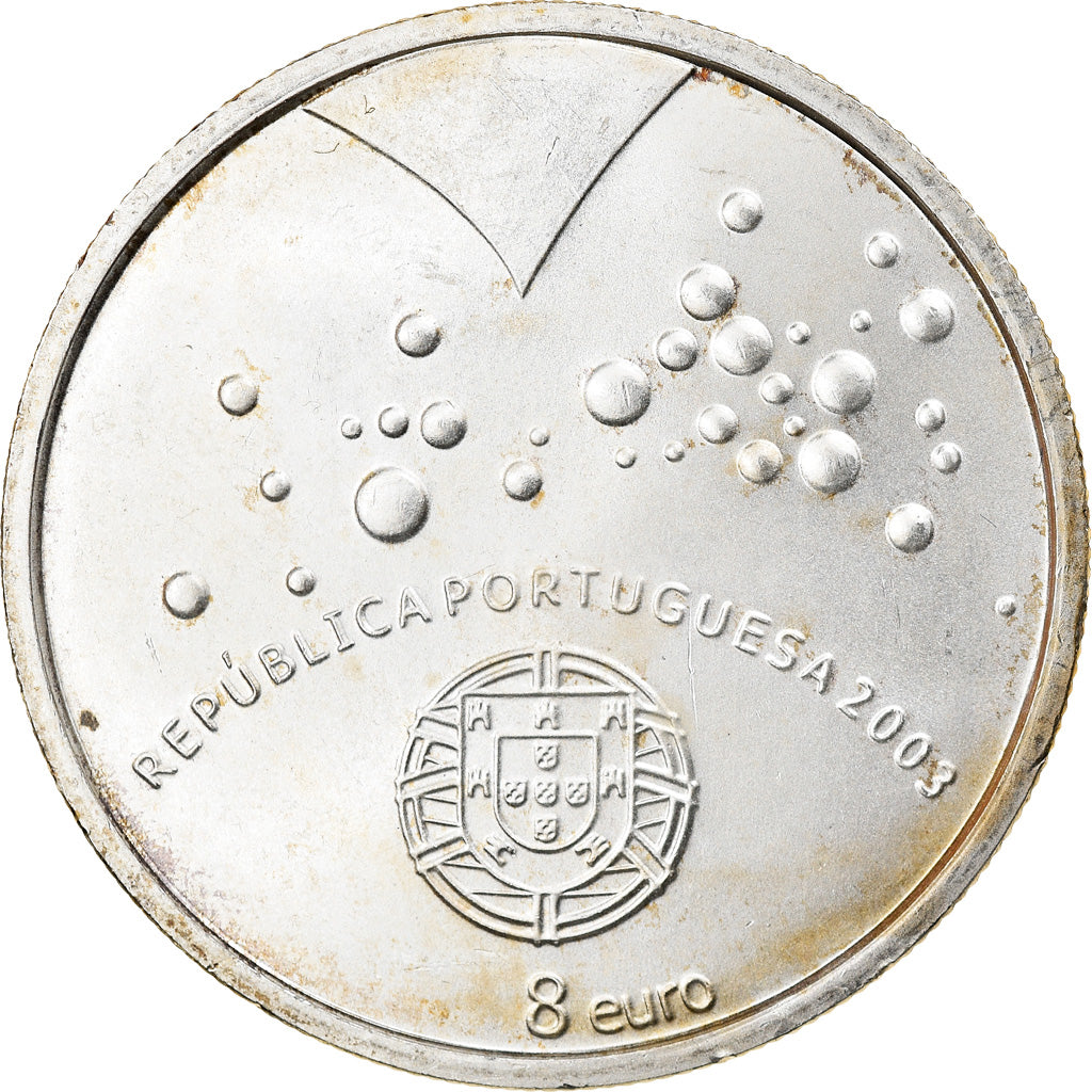 Portugal, 8 Euro, 2003, Lisbon, MS(63), Prata, KM:751