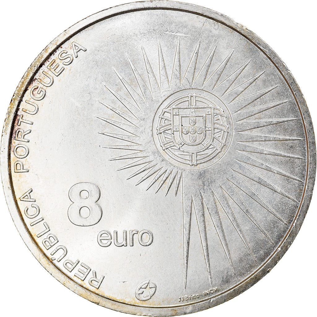 Portugal, 8 Euro, 2004, Lisbon, AU(55-58), Silver, KM:753