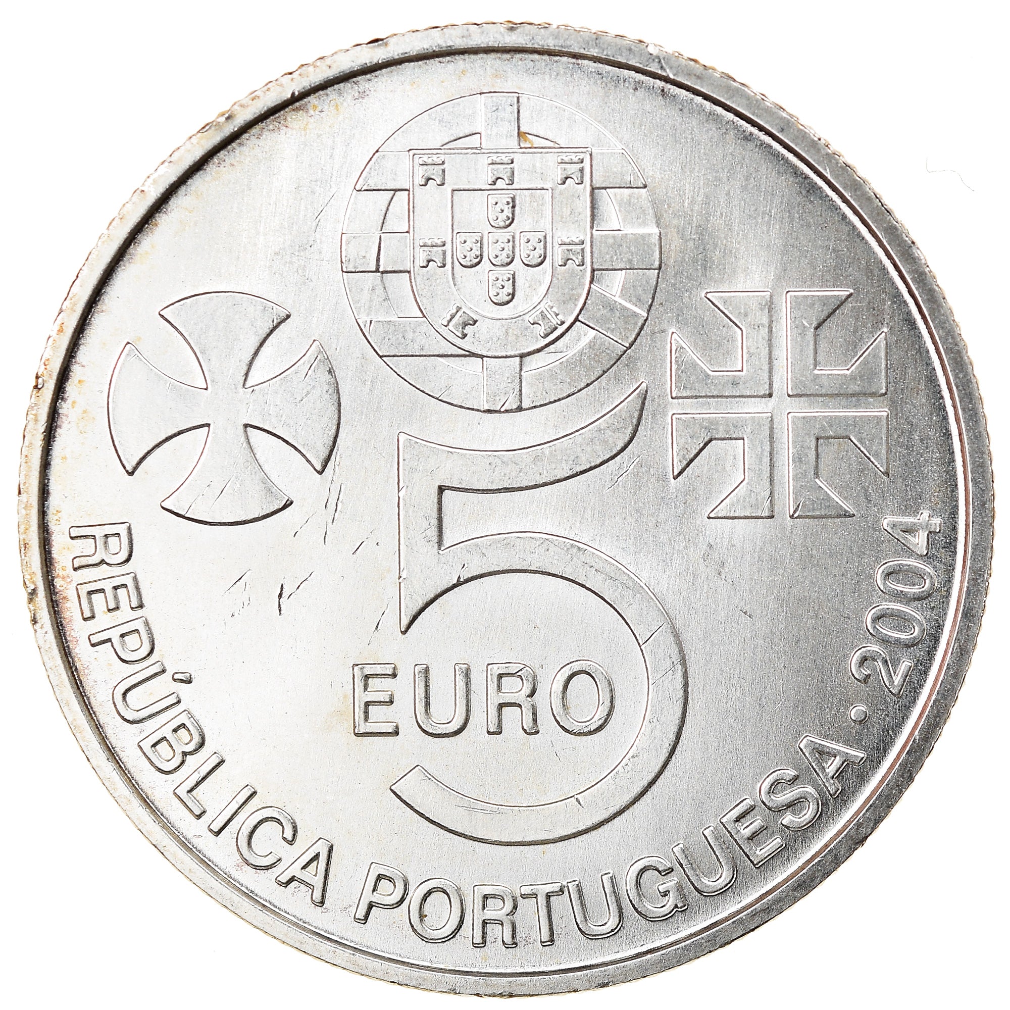 Portugal, 5 Euro, 2004, Lisbon, MS(63), Silver, KM:754