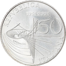 Italy, 5 Euro, 50 ans de la télévision, 2004, Rome, MS(63), Silver, KM:254