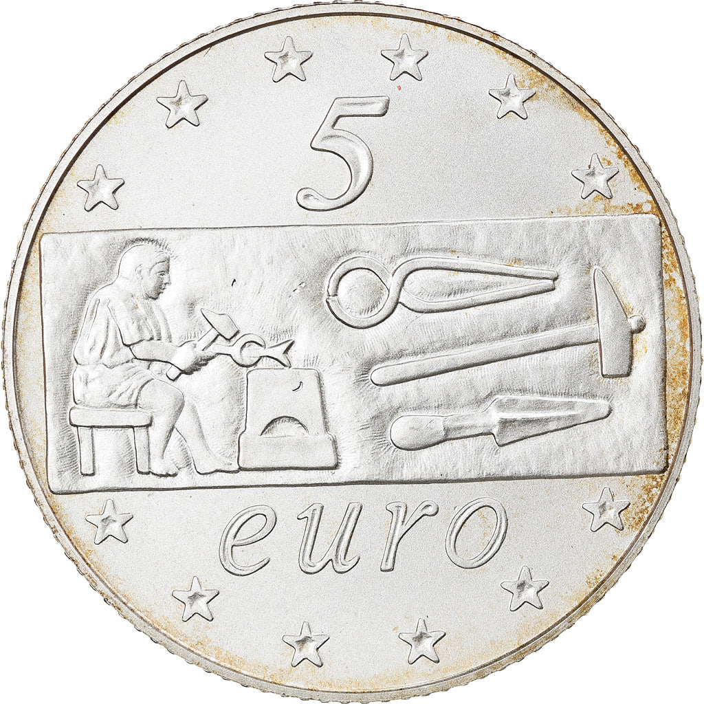 Italy, 5 Euro, L'Europe du travail, 2003, Rome, MS(65-70), Silver, KM:253