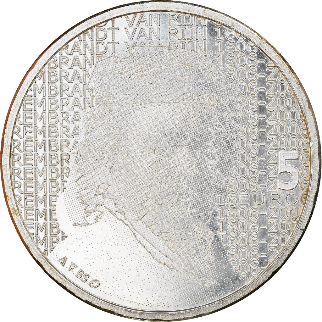 Netherlands, 5 Euro, Rembrandt, 2006, Utrecht, AU(55-58), Silver, KM:266