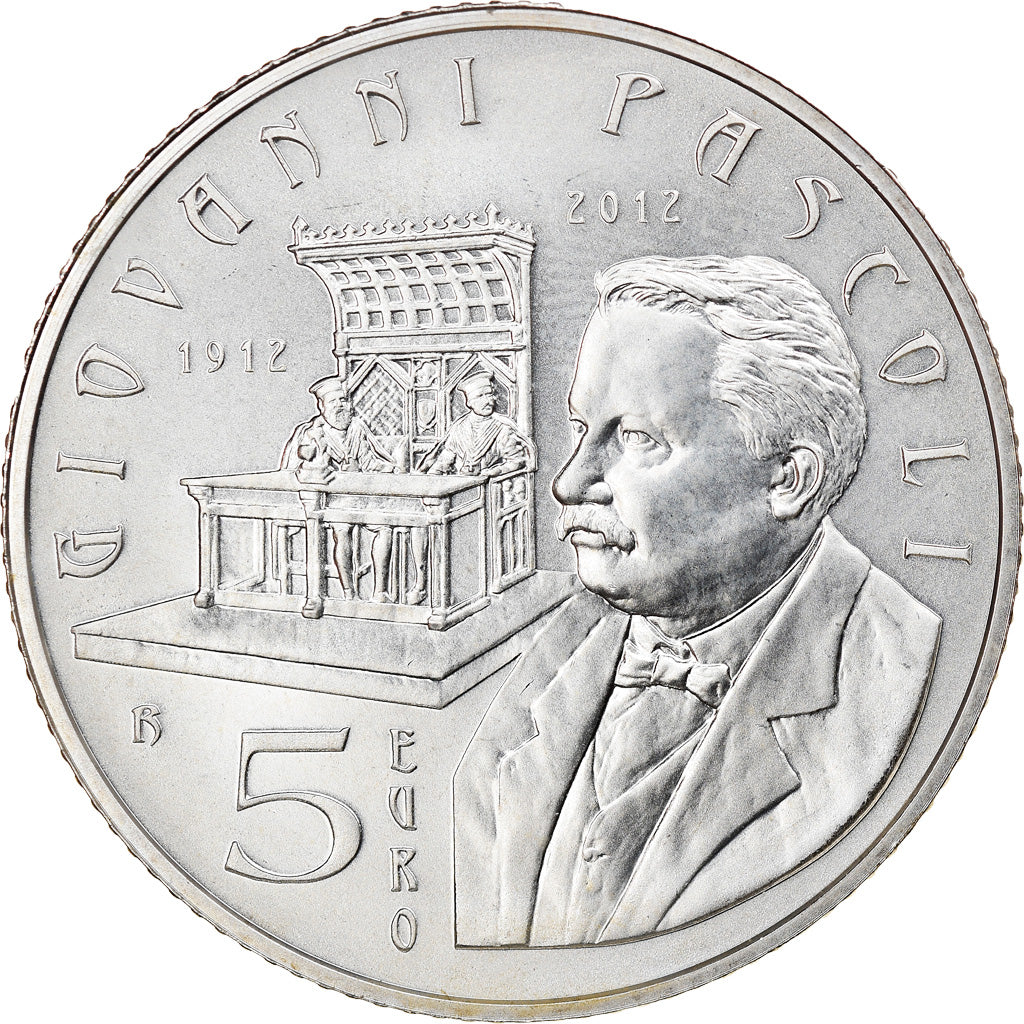 San Marino, 5 Euro, Giovanni Pascoli, 2012, Rome, FDC, Argent, KM:520