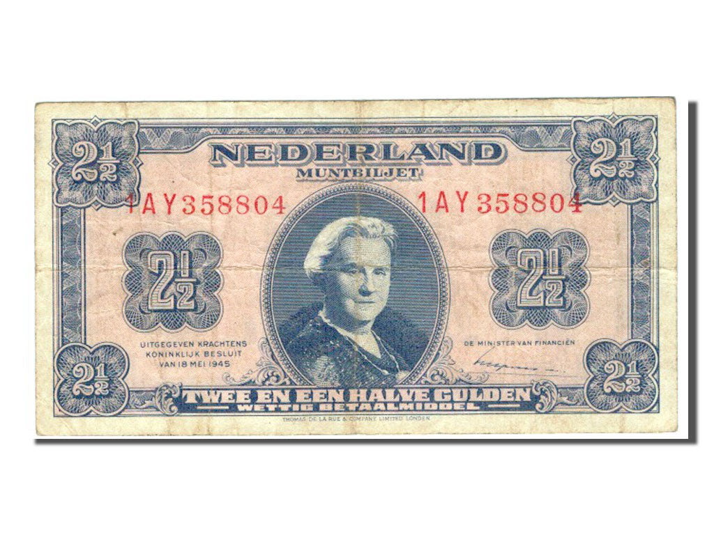 Paesi Bassi, 2 1/2 Gulden, 1945, BB