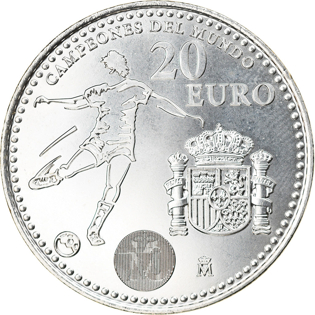 Spain, 20 Euro, FIFA World Cup, 2010, MS(65-70), Silver, KM:1183