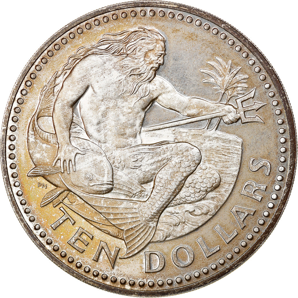 Coin, Barbados, 10 Dollars, 1979, Franklin Mint, AU(50-53), Silver, KM:17a