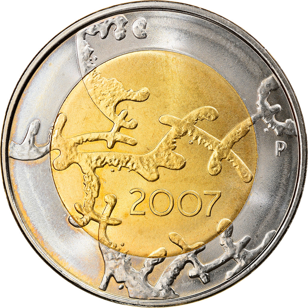Finland, 5 Euro, 2007, Vantaa, MS(63), Bi-Metallic, KM:146