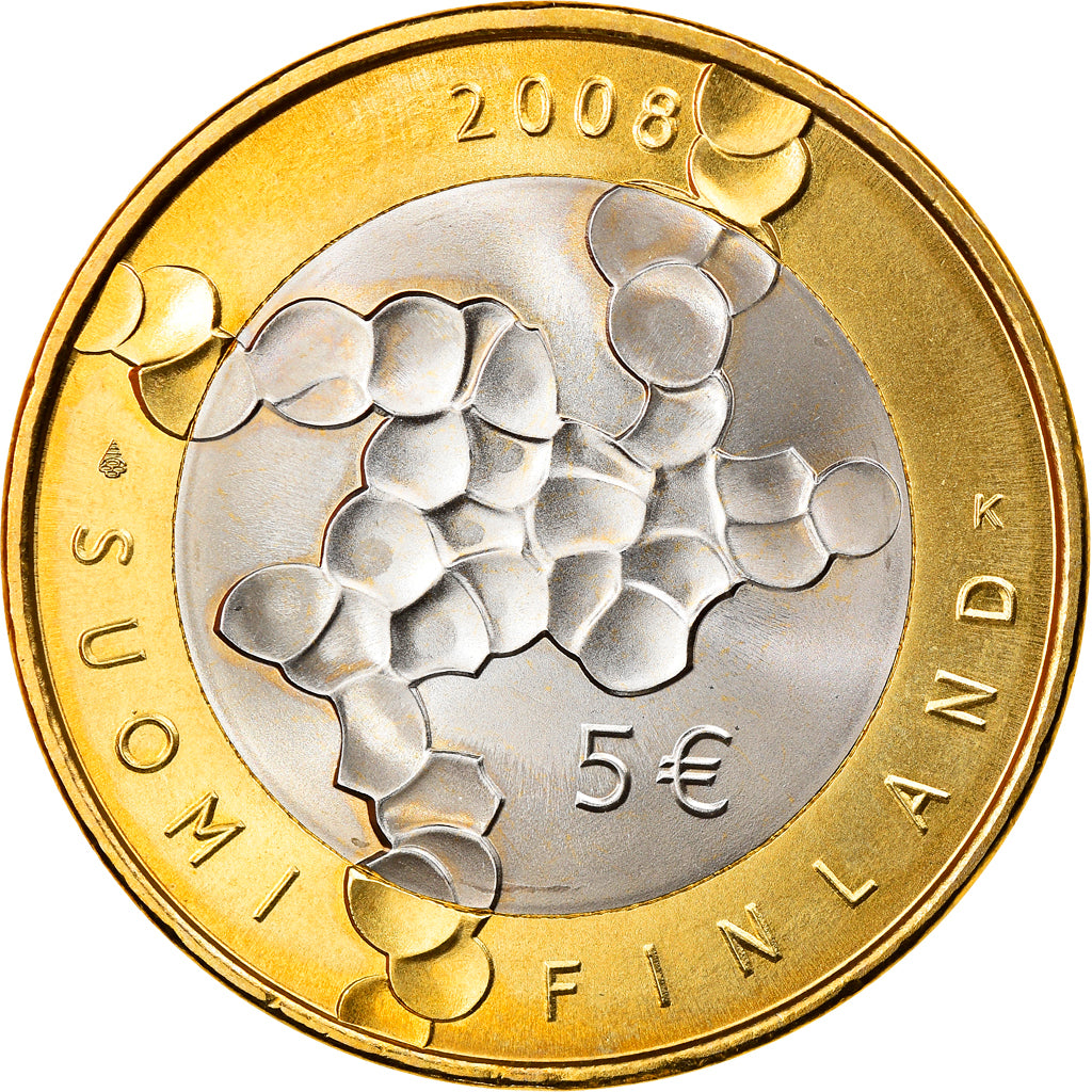 Finland, 5 Euro, Science, 2008, Vantaa, MS(63), Bi-Metallic, KM:141