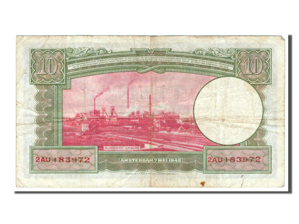 Paesi Bassi, 10 Gulden, 1945, BB