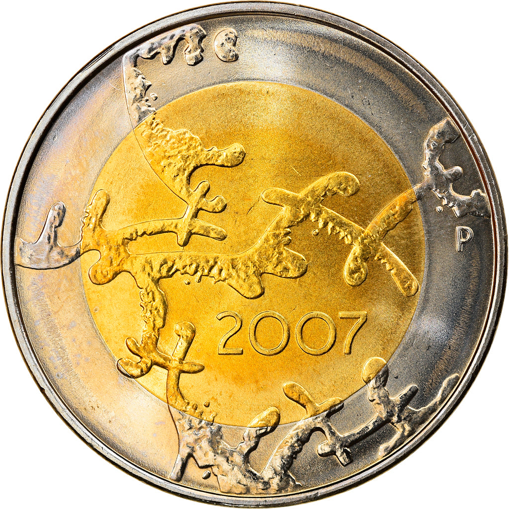 Finlândia, 5 Euro, 2007, Vantaa, MS(63), Bimetálico, KM:146
