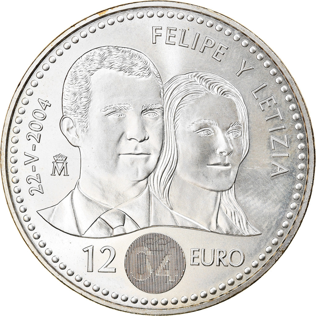 Spain, 12 Euro, 2004, Madrid, MS(63), Silver, KM:1069