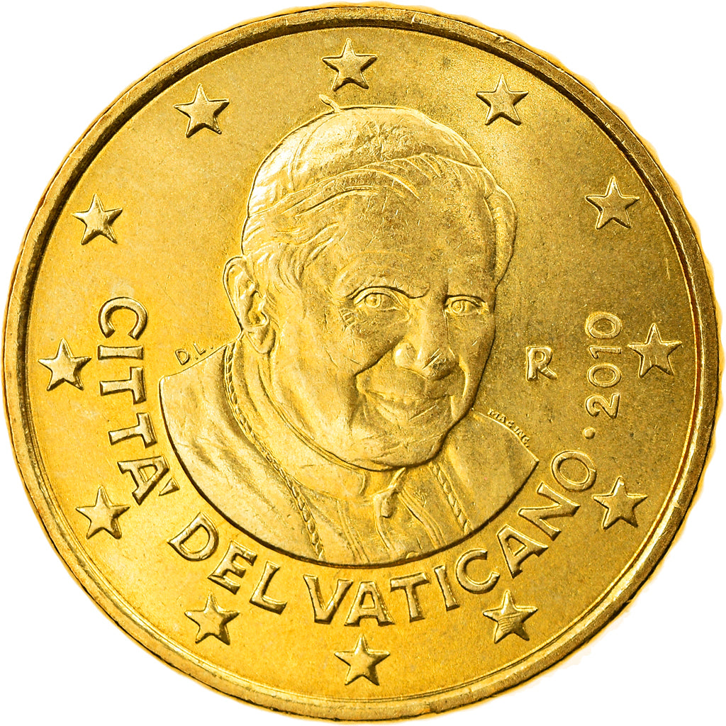 VATICAN CITY, 50 Euro Cent, 2010, Rome, MS(63), Brass, KM:387