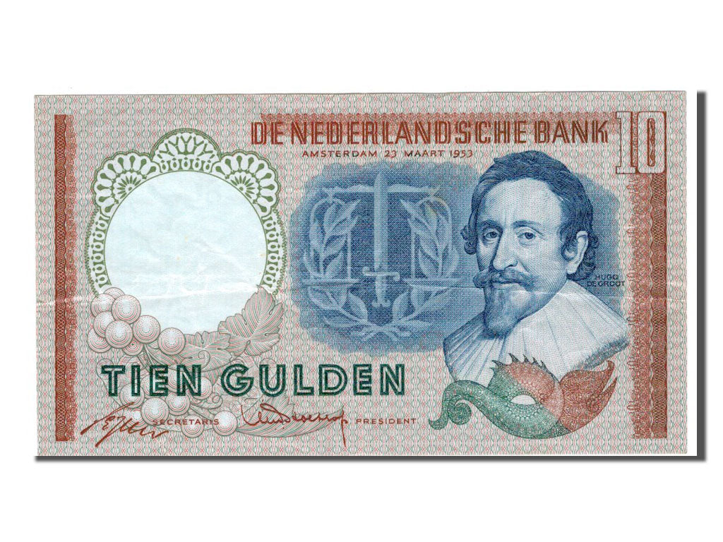 Paesi Bassi, 10 Gulden, 1953, BB+