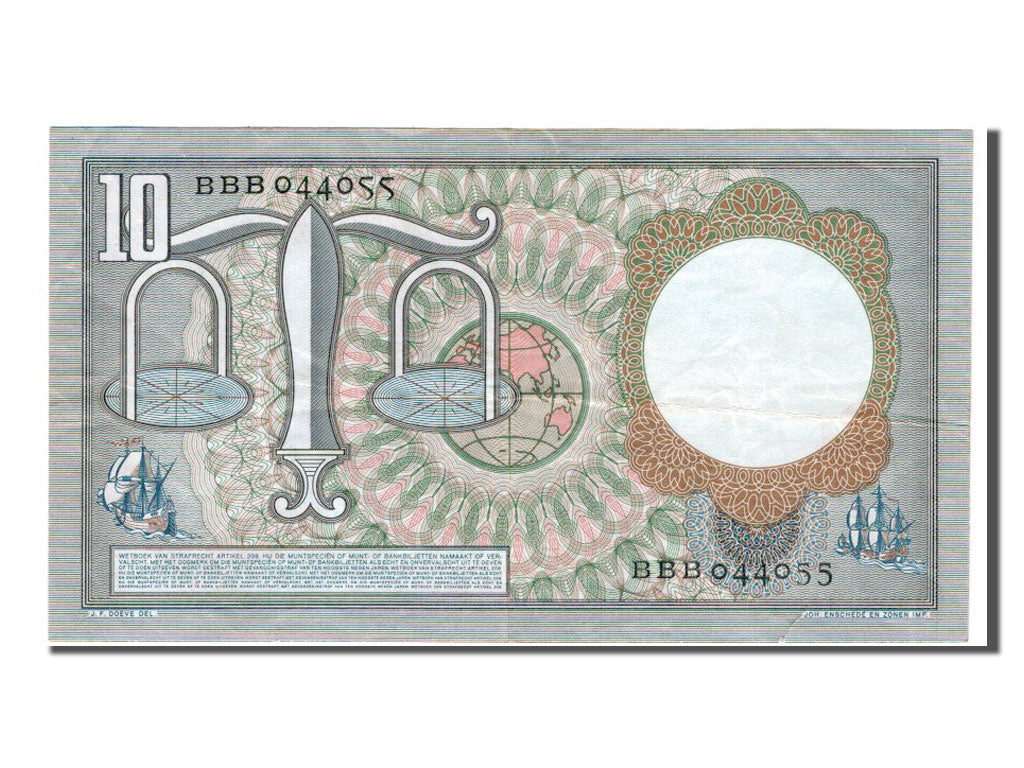 Paesi Bassi, 10 Gulden, 1953, BB+
