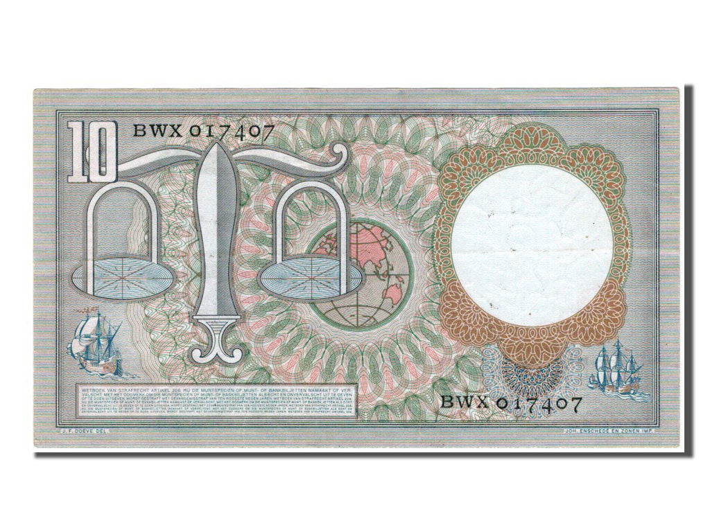 Banconote, Paesi Bassi, 10 Gulden, 1953, SPL-