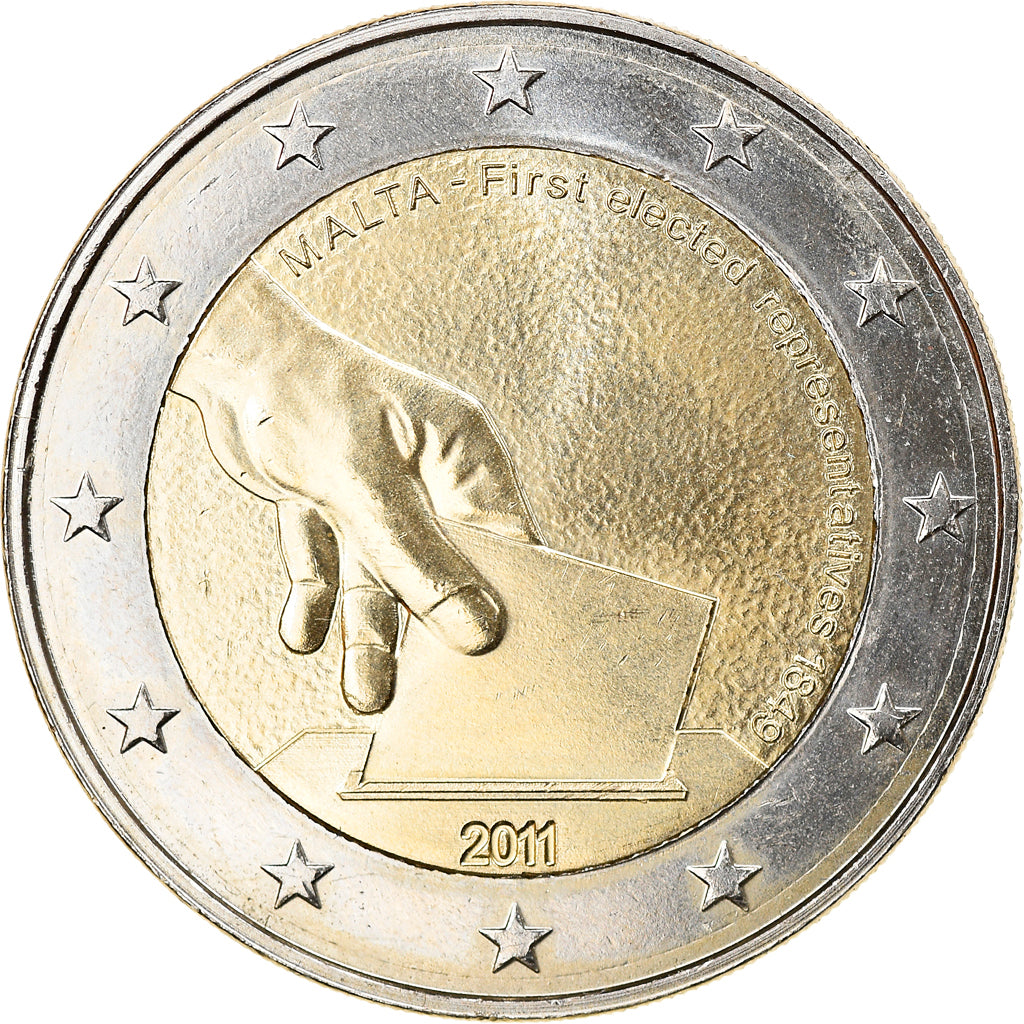 Malta, 2 Euro, Premières élections 2011, 2011, Paris, MS(63), Bi-Metallic