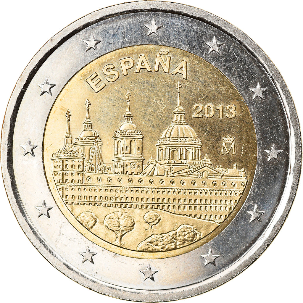 Spagna, 2 Euro, Escurial, 2013, Madrid, BB+, Bi-metallico, KM:1151