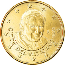VATICAN CITY, 50 Euro Cent, 2012, Rome, Colourized, MS(63), Brass, KM:387