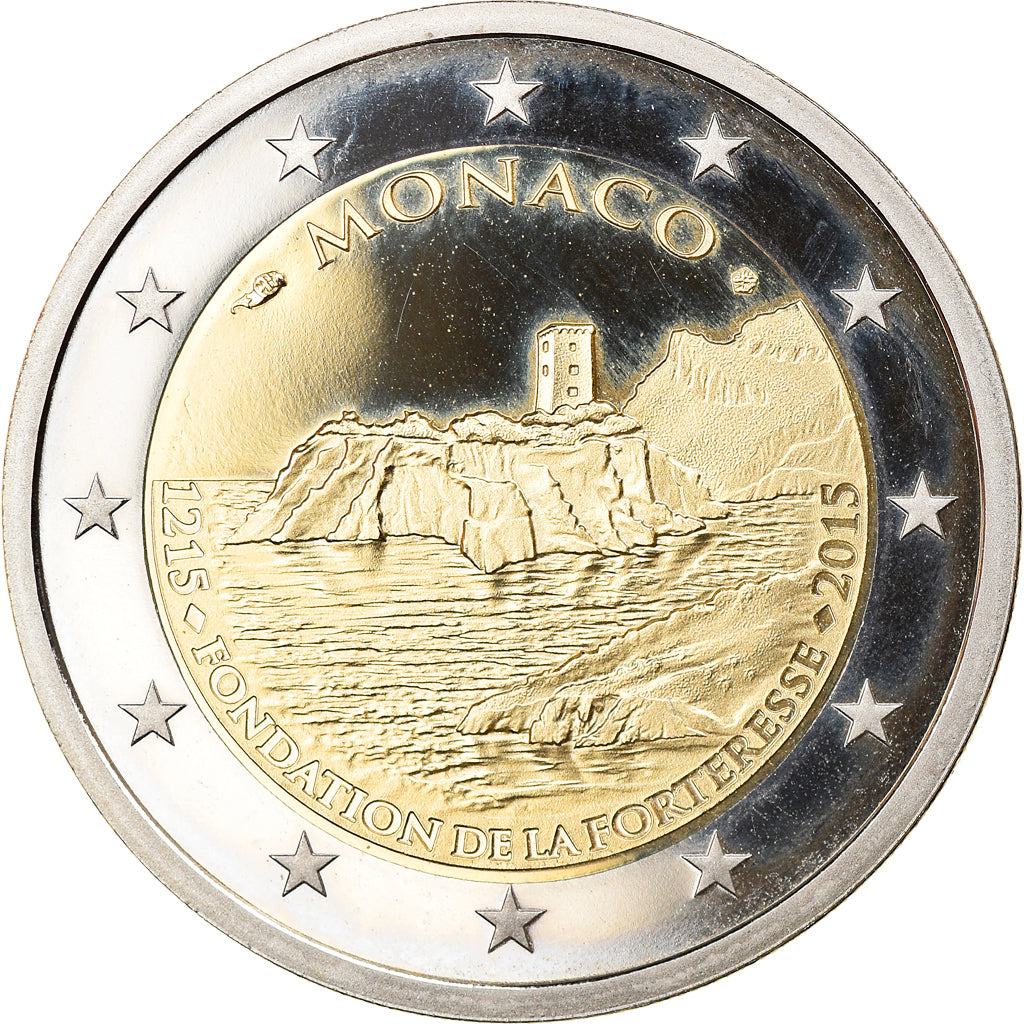 Monaco, 2 Euro, 800 ans de la FORTERESSE, 2015, BE, MS(65-70), Bi-Metallic