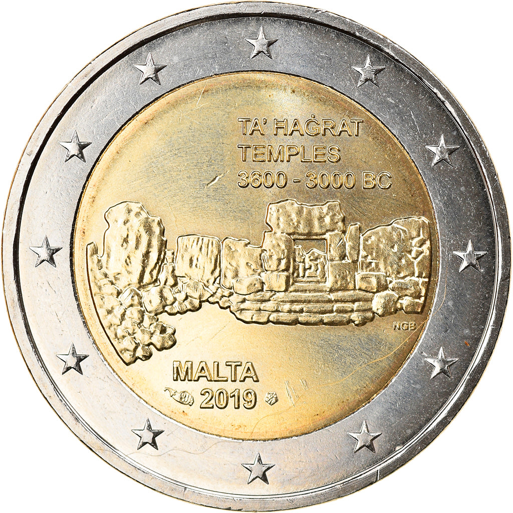 Malte, 2 Euro, Temple de Ġgantija, 2019, corne d'abondance, SPL, Bi-Metallic