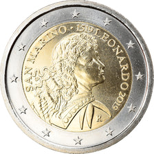 San Marino, 2 Euro, san marin Léonard de Vinci, 2019, MS(65-70), Bi-Metallic