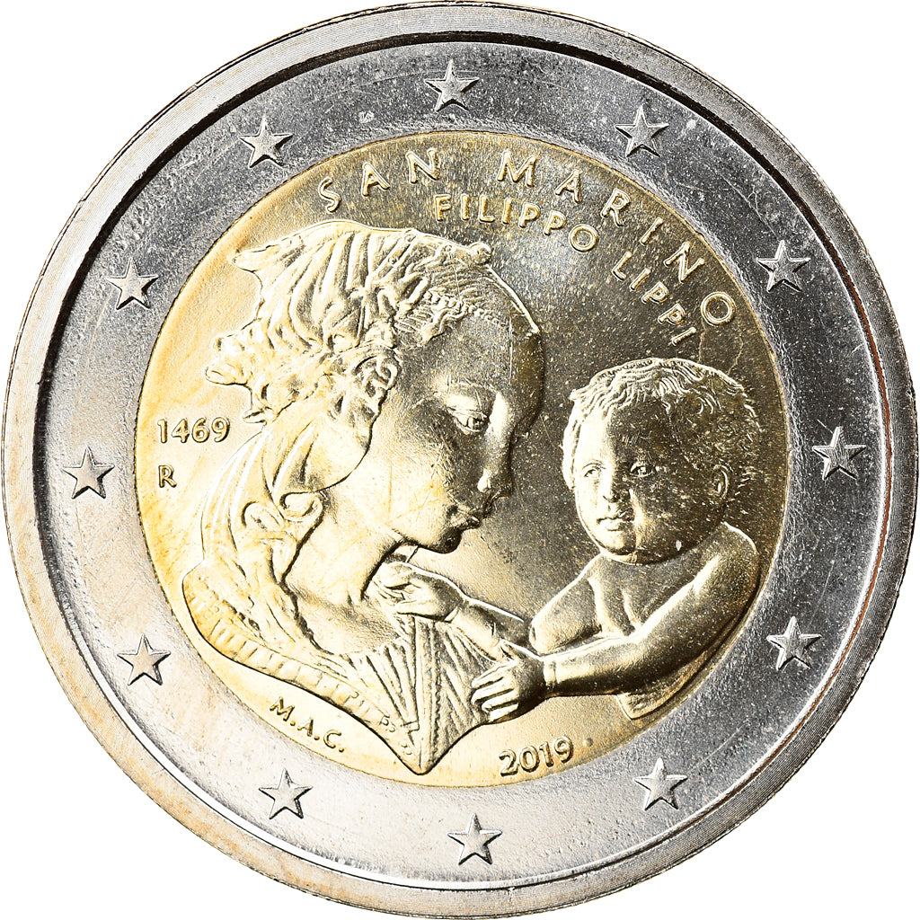 San Marino, 2 Euro, Filippo Lippi, 2019, MS(65-70), Bi-Metallic, KM:New