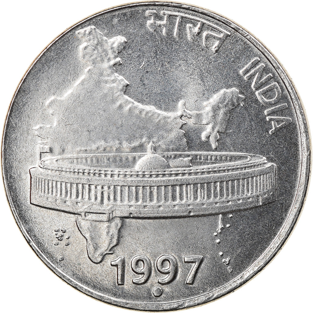 Moneta, REPUBBLICA DELL’INDIA, 50 Paise, 1997, BB, Acciaio inossidabile, KM:69