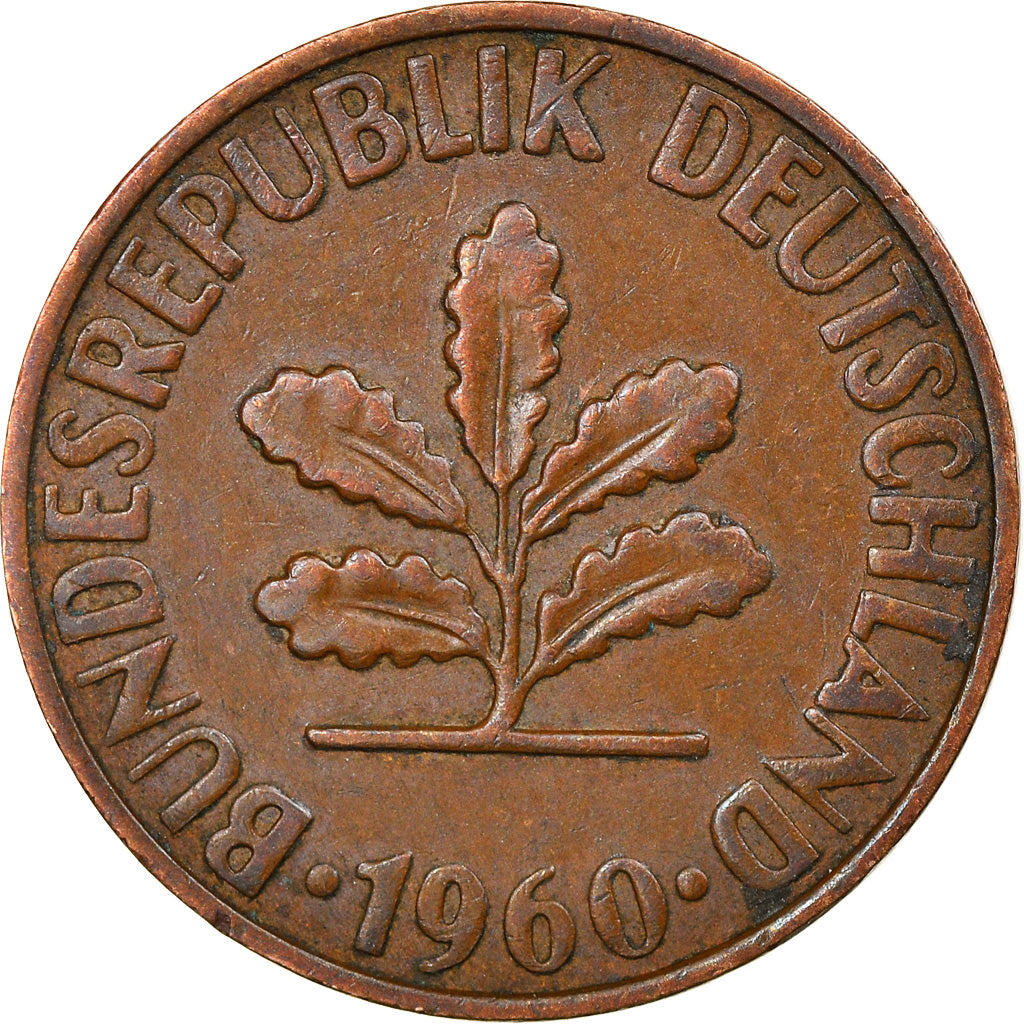 Monnaie, République fédérale allemande, 2 Pfennig, 1960, Munich, TTB, Bronze