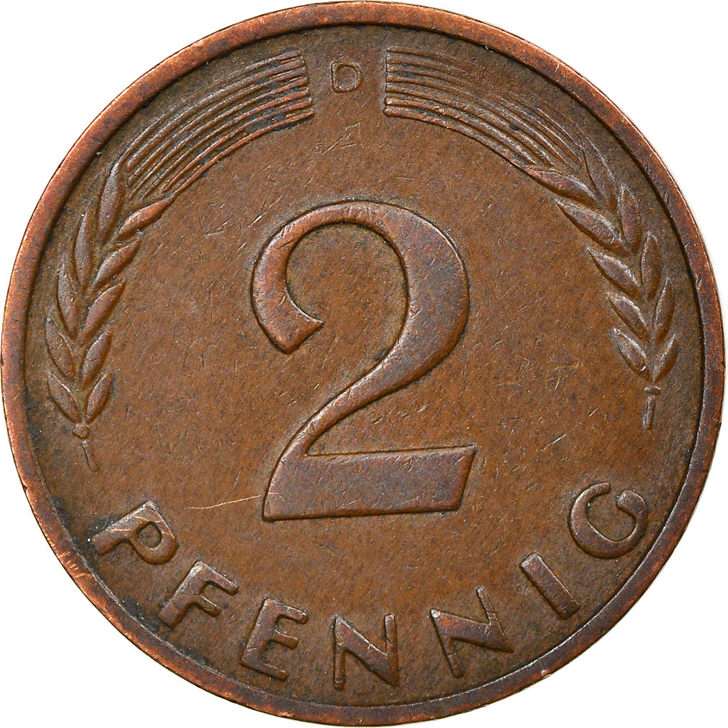 Monnaie, République fédérale allemande, 2 Pfennig, 1960, Munich, TTB, Bronze