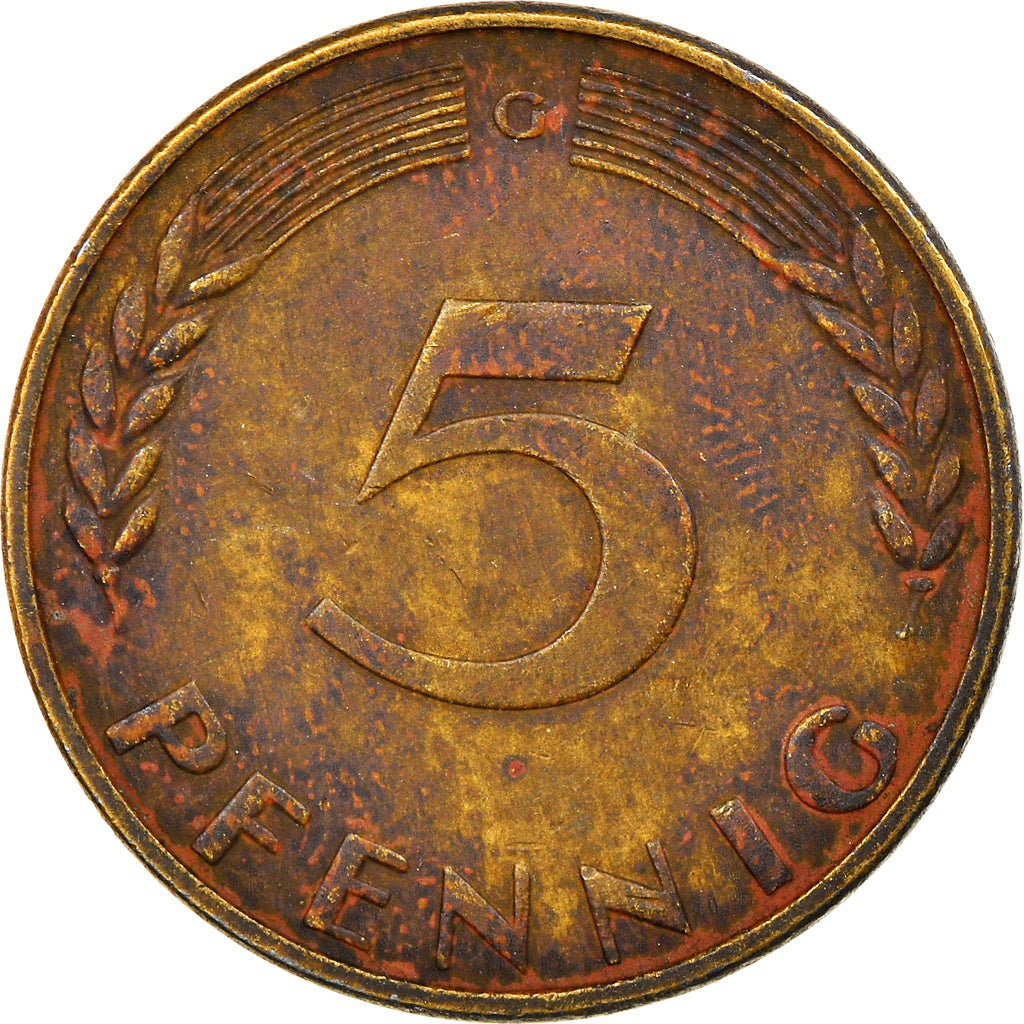 Monnaie, République fédérale allemande, 5 Pfennig, 1970, Karlsruhe, TTB