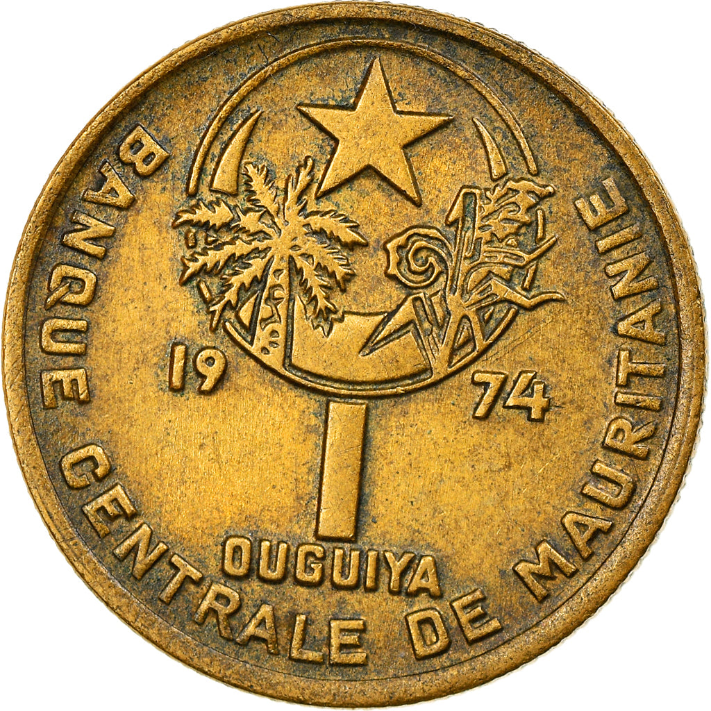 Monnaie, Mauritanie, Ouguiya, 1974, TTB, Aluminum-Bronze, KM:6