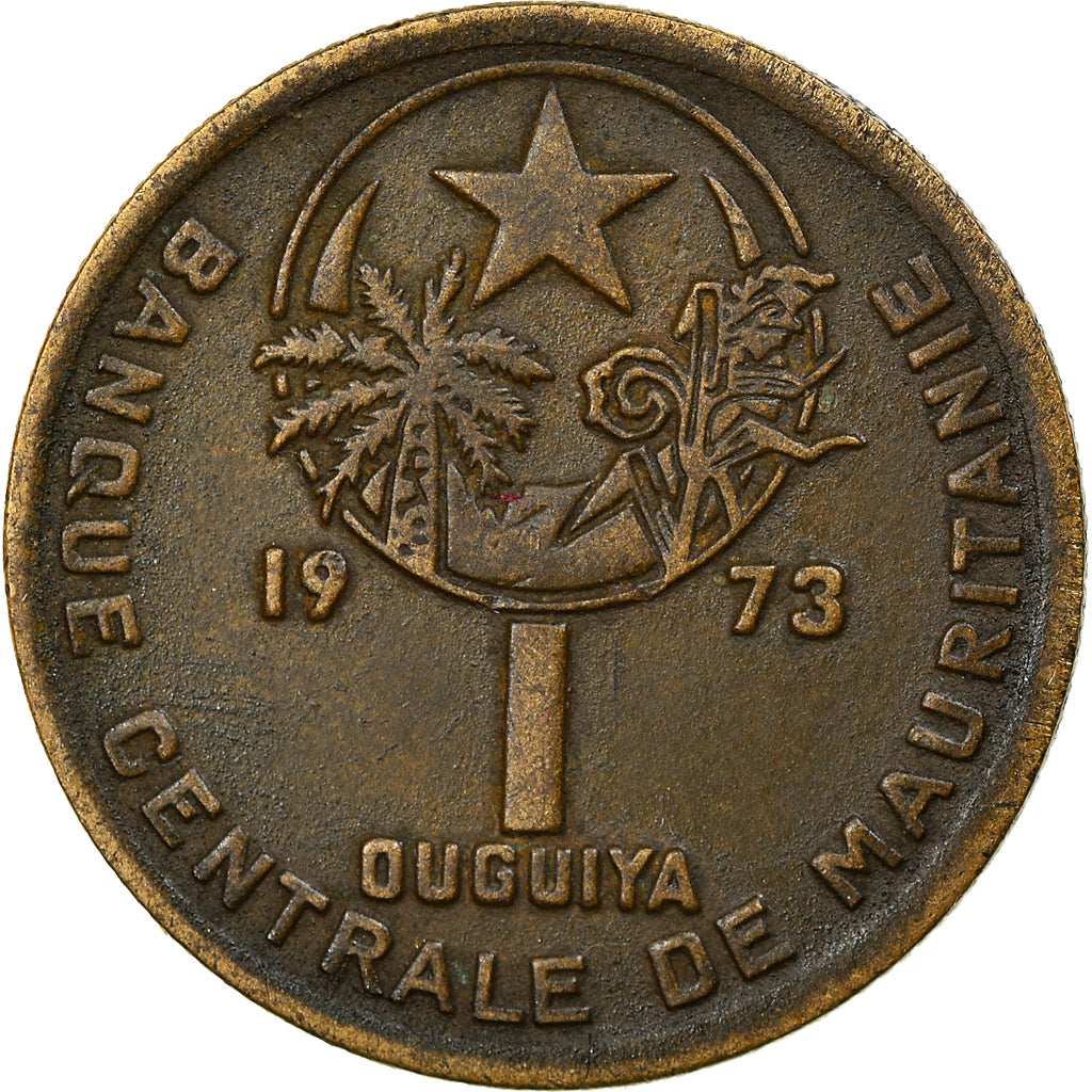Coin, Mauritania, Ouguiya, 1973, EF(40-45), Aluminum-Bronze, KM:2