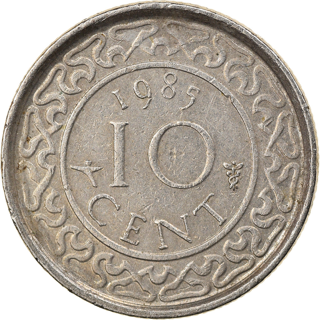 Coin, Surinam, 10 Cents, 1985, EF(40-45), Copper-nickel, KM:13