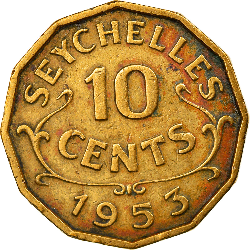 Coin, Seychelles, 10 Cents, 1953, EF(40-45), Nickel-brass, KM:10