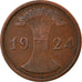 Coin, GERMANY, WEIMAR REPUBLIC, 2 Reichspfennig, 1924, Berlin, EF(40-45)