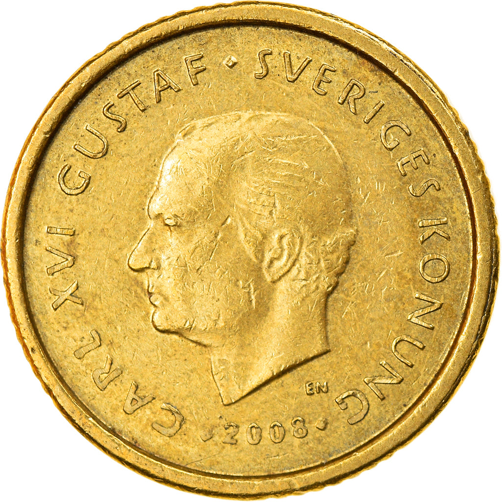 Moeda, Suécia, Carl XVI Gustaf, 10 Kronor, 2008, Eskilstuna, EF(40-45)