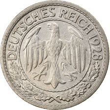 Munten, Duitsland, Weimarrepubliek, 50 Reichspfennig, 1928, Karlsruhe, ZF+