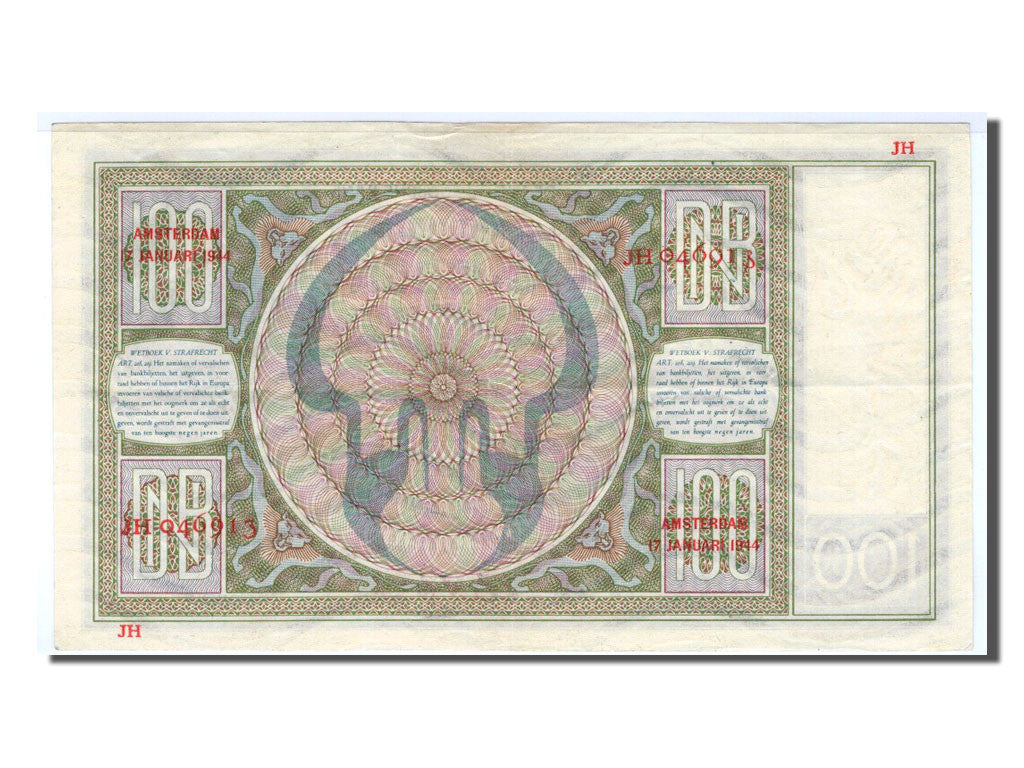 Banknot, Holandia, 100 Gulden, 1944, AU(50-53)