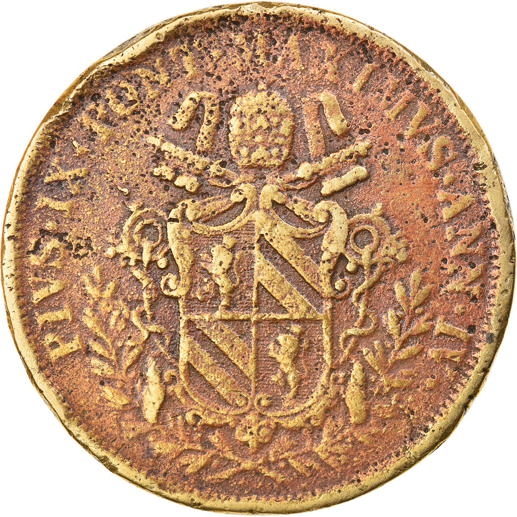 Moneta, CITTÀ DEL VATICANO, 5 Baiocchi, 1850, PAPAL STATES, Pius IX, B+, Rame