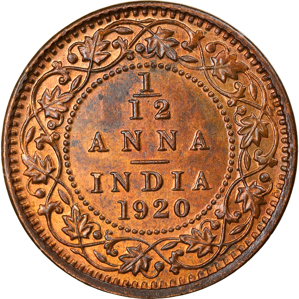 Coin, INDIA-BRITISH, George V, 1/12 Anna, 1 Pie, 1920, AU(50-53), Bronze, KM:509