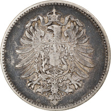 Moeda, ALEMANHA - IMPÉRIO, Wilhelm I, Mark, 1875, Karlsruhe, VF(30-35), Prata