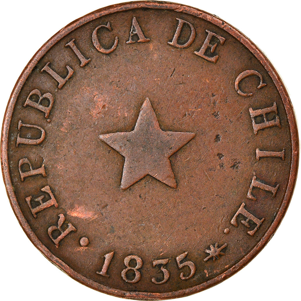 Coin, Chile, 1/2 Centavo, 1835, EF(40-45), Copper, KM:114