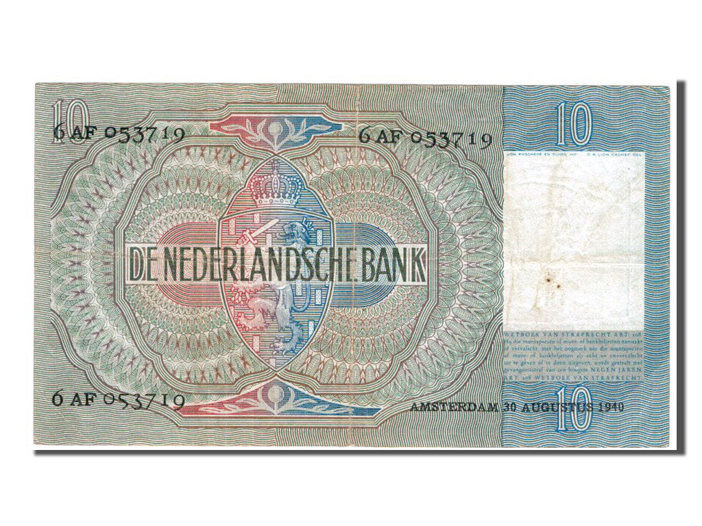 Banknote, Netherlands, 10 Gulden, 1940, EF(40-45)