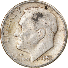 Monnaie, États-Unis, Roosevelt Dime, Dime, 1953, U.S. Mint, Philadelphie, TB+