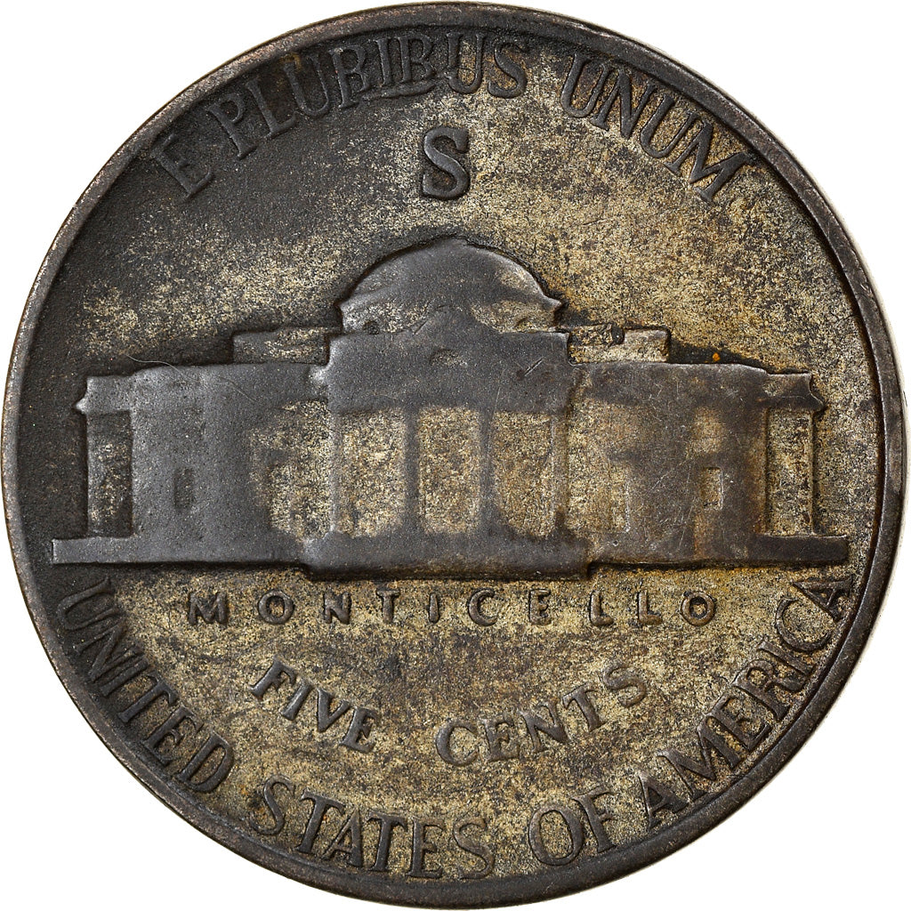 Coin, United States, Jefferson Nickel, 5 Cents, 1943, U.S. Mint, San Francisco