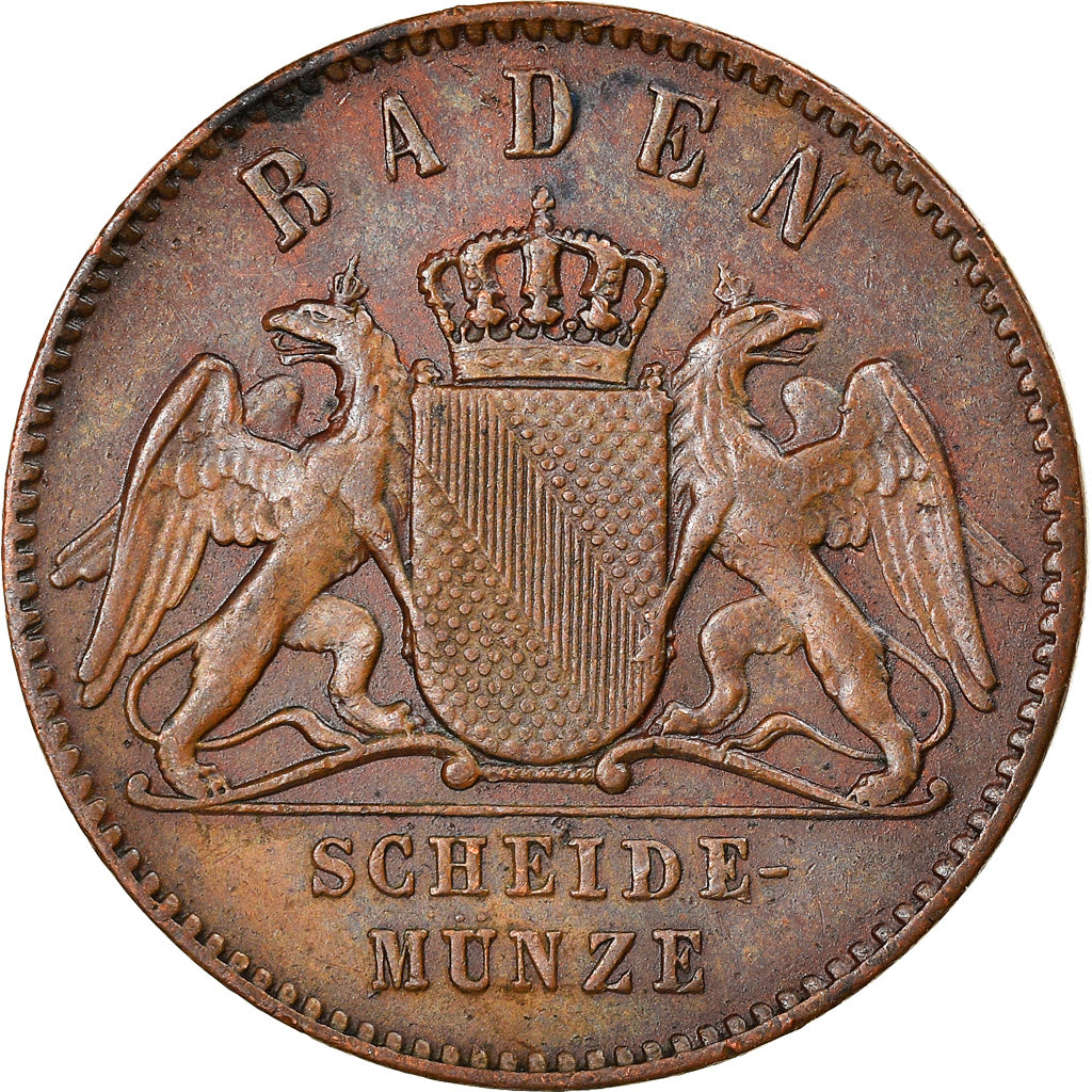 Coin, German States, BADEN, Friedrich I, Kreuzer, 1869, AU(55-58), Copper