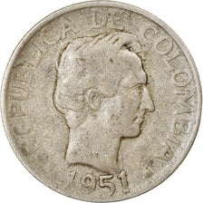 Coin, Colombia, 20 Centavos, 1951, EF(40-45), Silver, KM:208.2